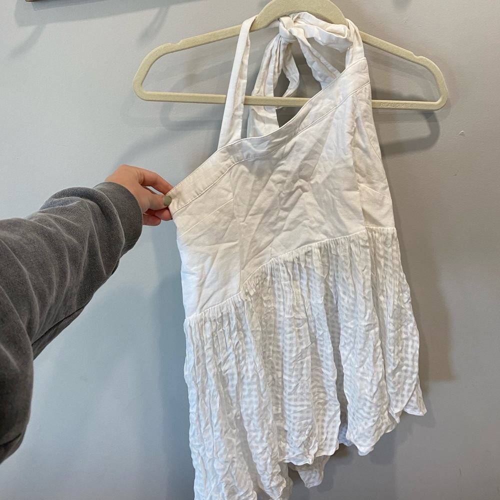 Free people asymmetric white flowy halter top